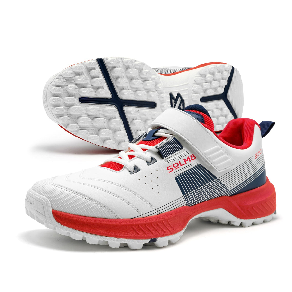 Solm8 S70 Cricket Shoes - Red Navy